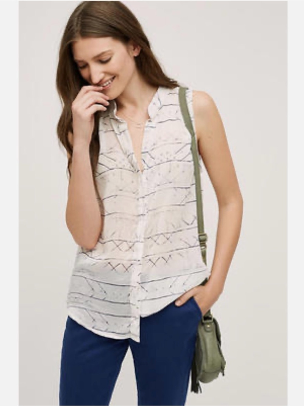 Cloth & Stone by Anthropologie Semi Sheer Printed Sleeveless Blouse - XS